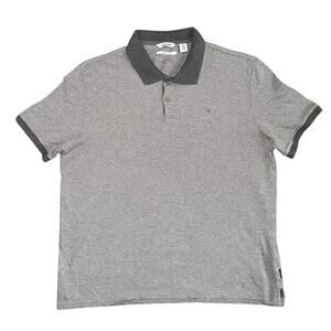 Calvin Klein - Mens Med - Liquid Touch Gray Striped Polo Cotton Shirt